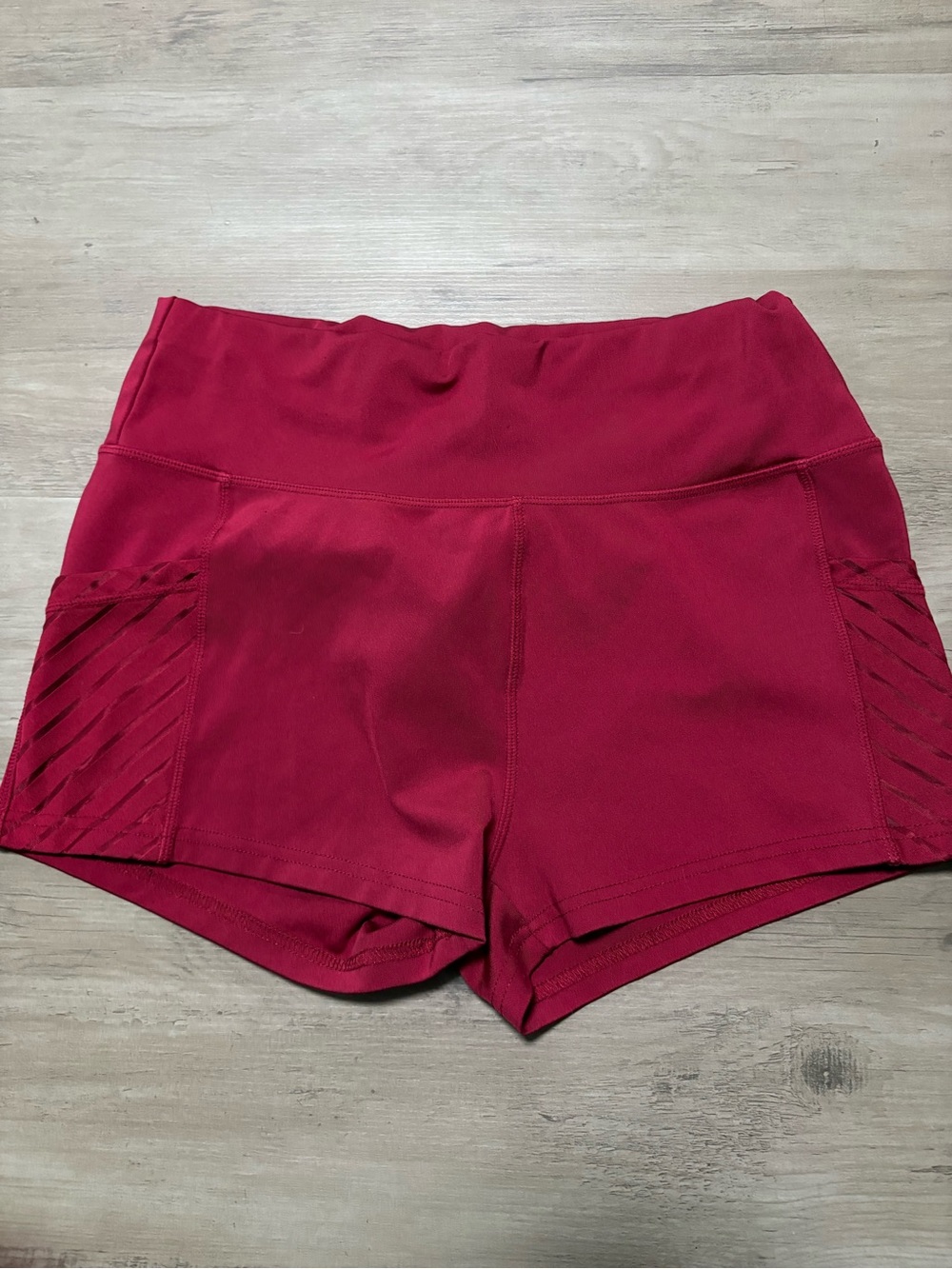 Women’s High-Waist Active Shorts in Deep Red